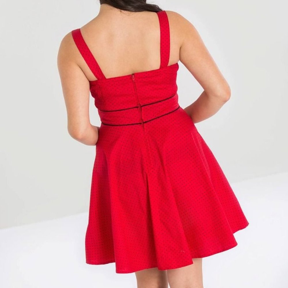 Hell Bunny Red dress with polka dots - 3X - Picture 4 of 5